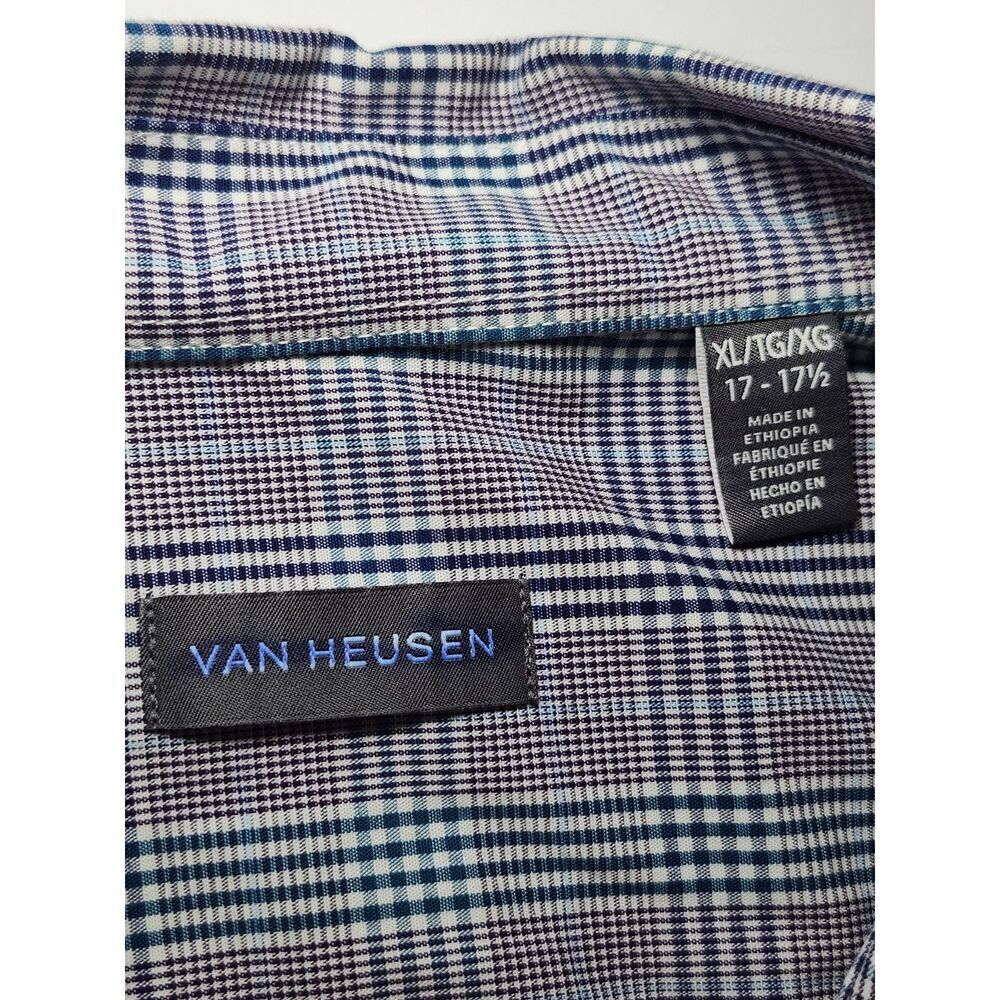 Van Heusen Multi-Checkered Long Sleeve Button Down Shirt 100% Cotton Purple XL - Picture 4 of 8